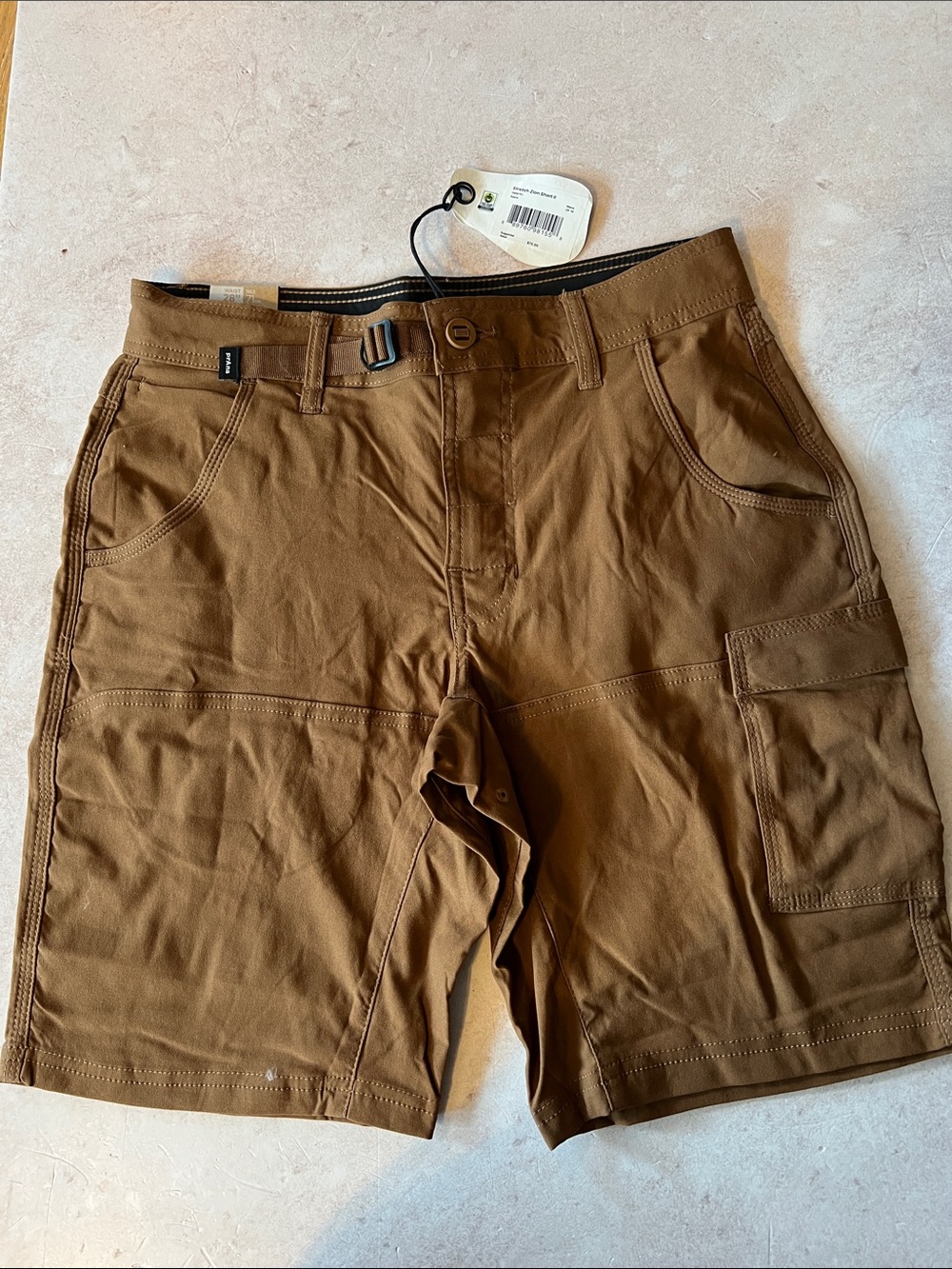 Prana Men's Stretch Zion Shorts II in Sepia Color.